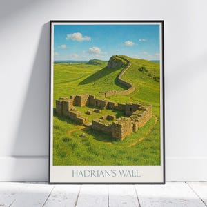 Poster di viaggio del Vallo di Adriano ~ Stampa artistica da parete del Northumberland, regalo per la casa, personalizzato e incorniciato