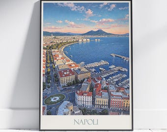 イタリア(ナポリ)のポスター ナポリ（イタリア）のポスター：近代都市のイラスト - Etsy 日本