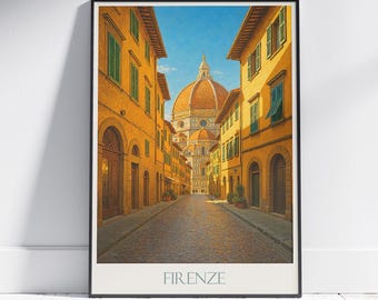 Florence Cathedral Travel Poster: Tuscany Painted Wall Art