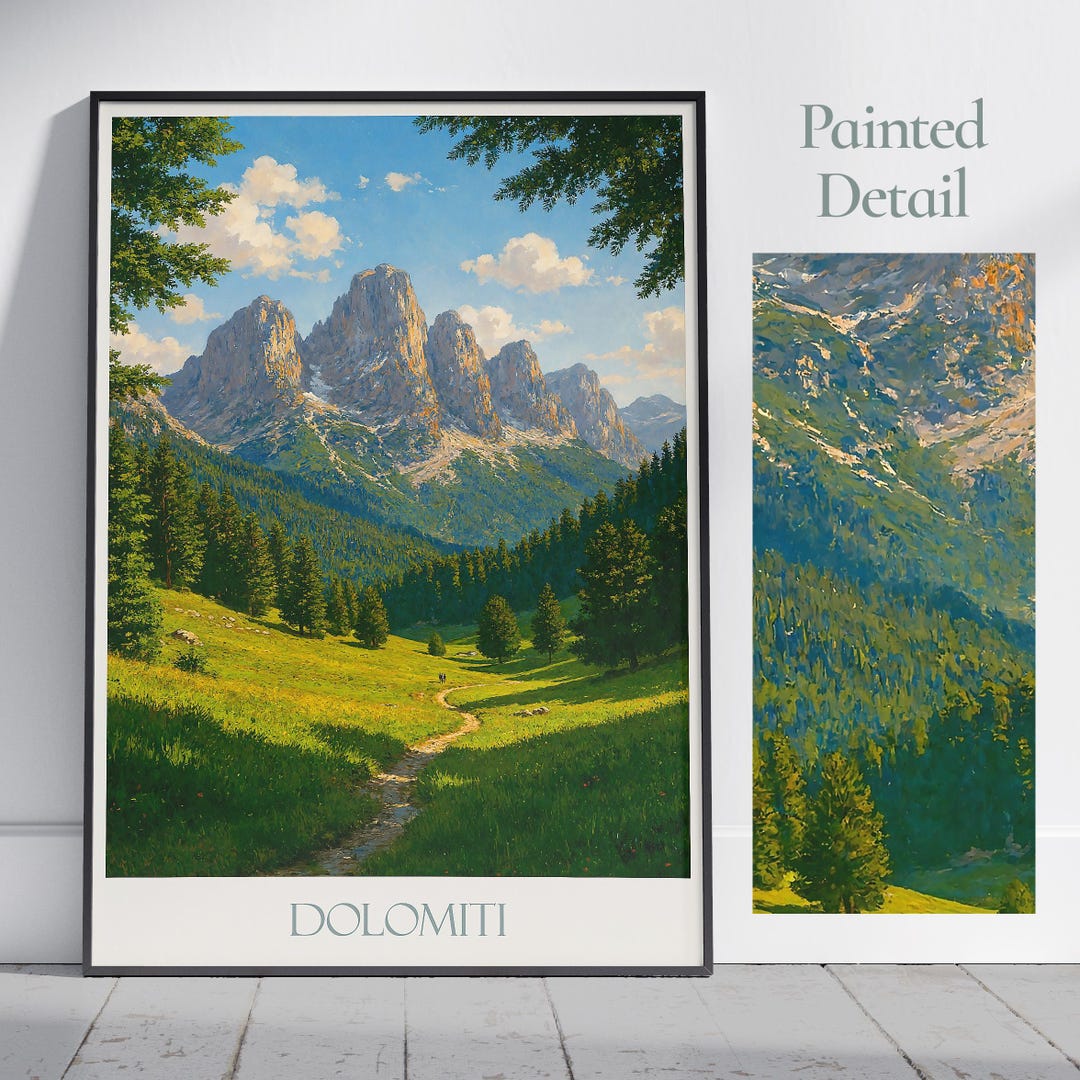 Poster Dolomites Italie Vintage 40x60 Cm – Impression Sur Toile, Décoration Murale Salon, Chambre, Bureau