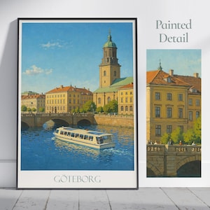 Gothenburg Travel Print ~ Sweden Travel Poster | Painted Wall Art Print & Home Decor | Framed Personalized Print | Vacation Travel Gift