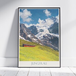Jungfrau Reise Poster ~ Schweiz Reise Poster Personalisierte Alpen Wand Kunst Wohnkultur Geschenk gerahmt
