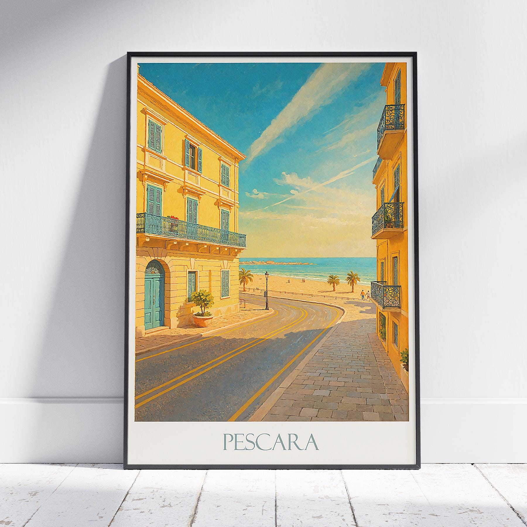 Pescara Travel Print ~ Italy Travel Poster | Painted Wall Art & Home Decor | Framed Personalized Print | Vacation Travel Gift