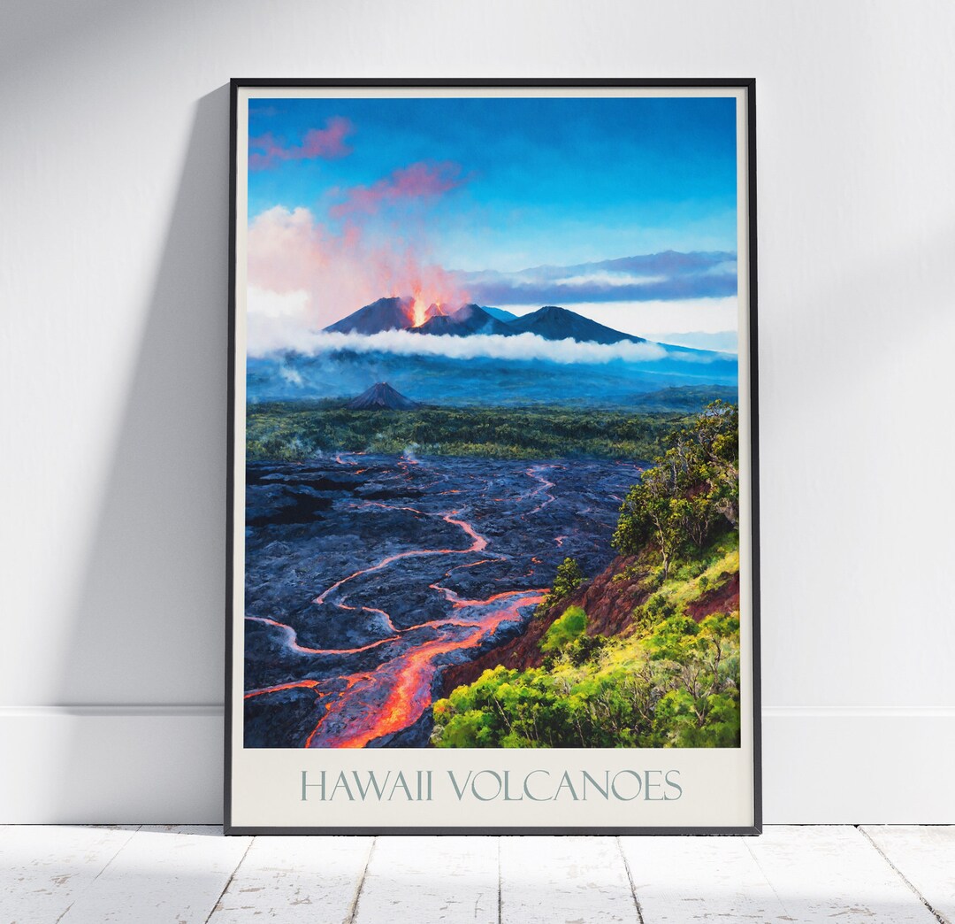 Hawaii Volcanoes National Park Travel Print, Hawaii Travel Poster Wall