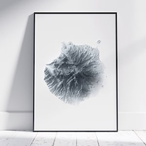 Gran Kanaria Karte ~ Flacher minimalistischer topografischer 2D-Druck ~ schattiertes Relief Poster Wandkunst modernes Dekor