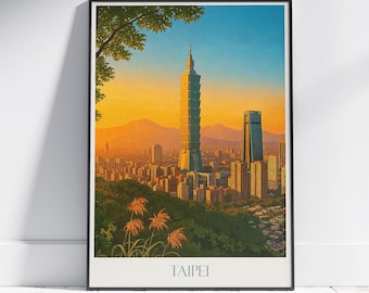Taipei 101 Sunset Art Print: Taiwan Cityscape Wall Decor