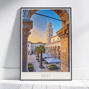 Split Travel Print ~ Kroatien Reise Poster | Gemalte Wandkunst & Wohnkultur | Gerahmter personalisierter Druck | Urlaub Reise Geschenk