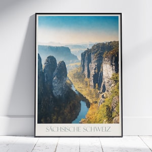 Saxon Switzerland Travel Print ~ Germany Travel Poster | Painted Wall Art & Home Decor | Framed Personalized Print | Vacation Travel Gift