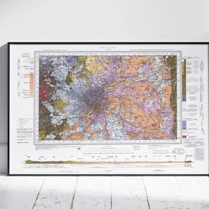 Impression de carte géologique vintage de Birmingham ~ Art déco murale affiche