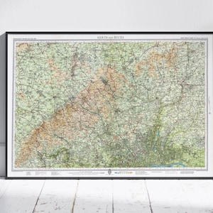 Hertfordshire & Buckinghamshire ~ Vintage Style Map Atlas Print Poster Wall Art Decor