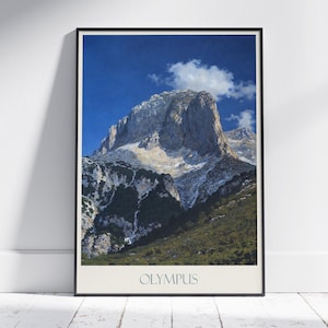 Mount Olympus Travel Print ~ Greece Travel Poster | Painted Wall Art & Home Decor | Framed Personalized Print | Vacation Travel Gift