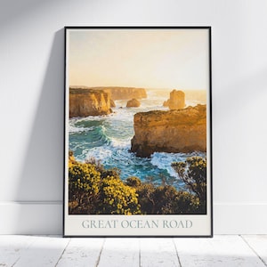 グレートオーシャンロード旅行ポスター：十二使徒の海岸風景を描いたアートプリント