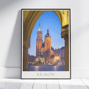Krakow Travel Print, Poland ~ Travel Poster Wall Art Home Decor Personalized Gift Painting Framed