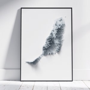 Fuerteventura Map ~ Flacher minimalistischer topografischer 2D-Druck ~ Relief Poster Wandkunst Modernes Dekor