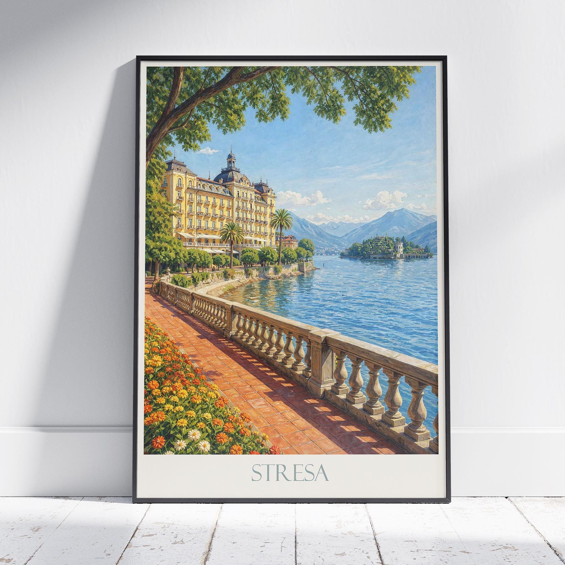Stresa Italy Travel Poster: Lake Maggiore Painted Print - Etsy