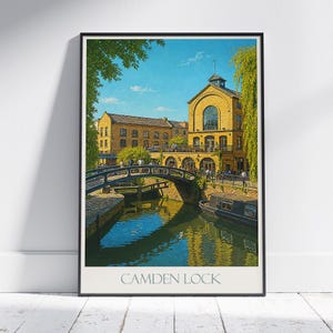 Camden Lock Travel Poster, London Regent's Canal Art Print | Serene UK Wall Decor | British Cityscape Gift