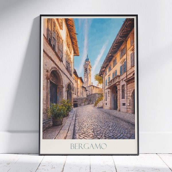 Bergamo Travel Print ~ Italy Travel Poster | Painted Wall Art & Home Decor | Framed Personalized Print | Vacation Travel Gift