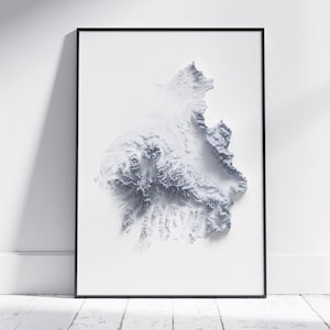 Lumpen 2D Minimalistische Karte Druck ~ Topographisch schattiertes Relief Poster Wandkunst modernes Dekor