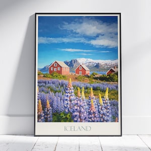 Stampa di viaggio in Islanda ~ Poster di viaggio / Stampa artistica da parete dipinta e arredamento per la casa / Stampa personalizzata con cornice / Regalo di viaggio per le vacanze