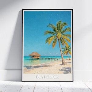 Isla Holbox Reise Poster, Mexiko Strand Kunst | Tropisches Inselparadies Poster | Karibisches Wohndekor Geschenk
