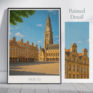 Arras Travel Print ~ France Travel Poster | Painted Wall Art & Home Decor | Framed Personalized Print | Vacation Travel Gift
