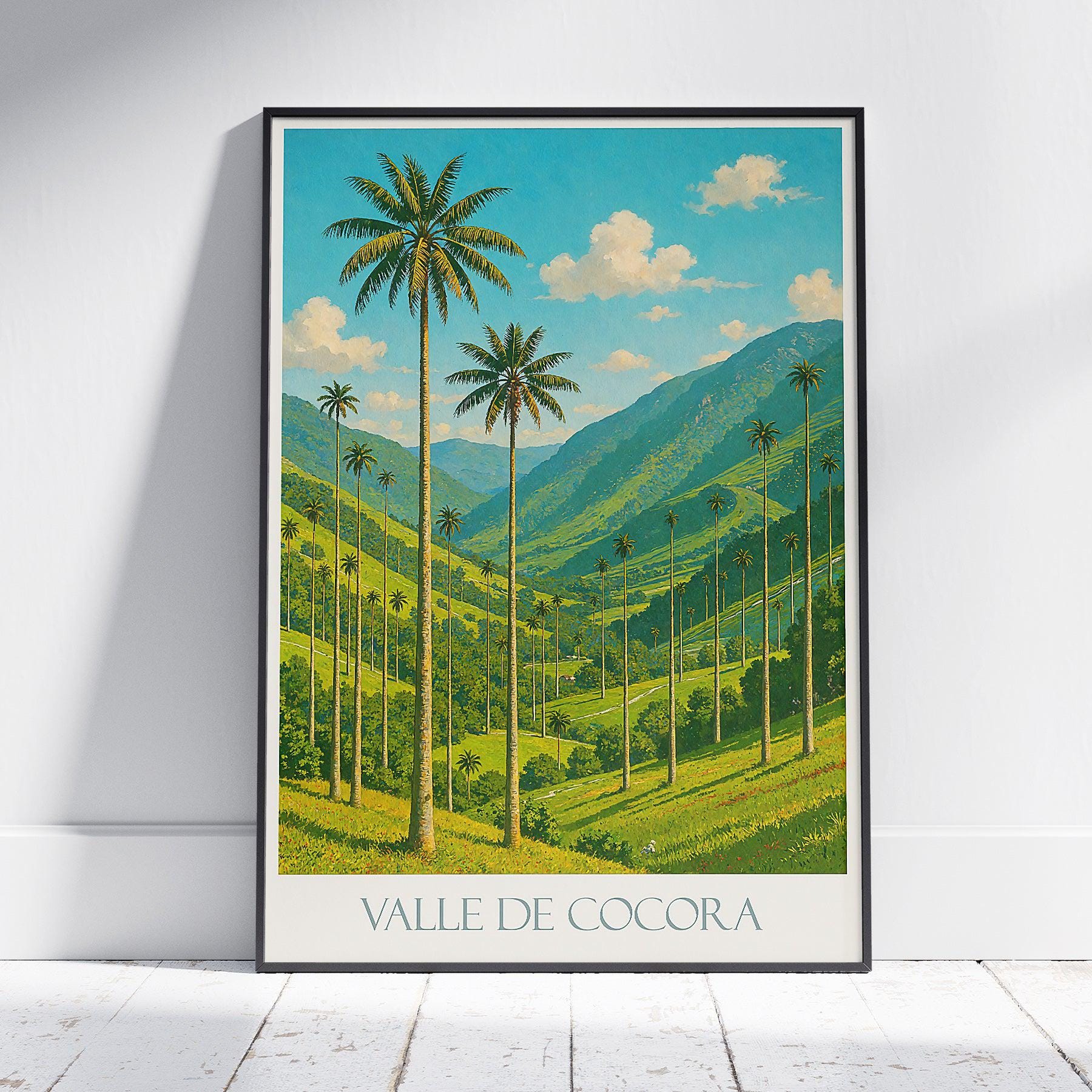 Cocora Valley Travel Poster: Colombia Wax Palm Vintage Art Print