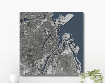 Póster impreso con mapa en relieve de la ciudad sombreada de Copenhague, Dinamarca, decoración artística de pared moderna