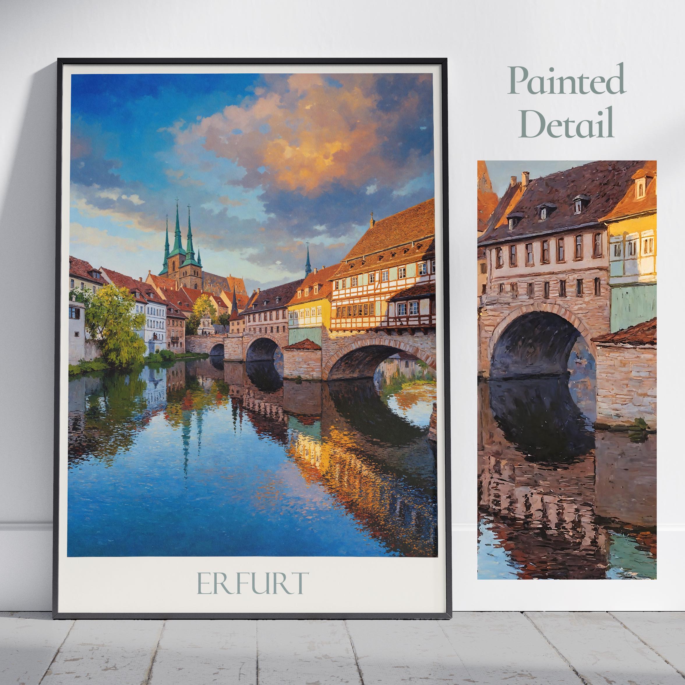 Erfurt Germany Travel Poster: Painted Cityscape Art Print - Etsy