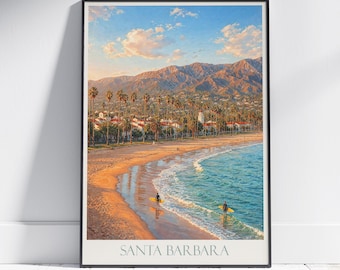 Santa Barbara Travel Poster: California Coast Art Print