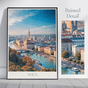 Wien Travel Print ~ Österreich Reise Poster | Gemalte Wandkunst & Wohnkultur | Gerahmter personalisierter Druck | Urlaub Reise Geschenk