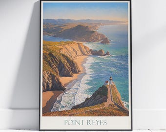Point Reyes Lighthouse Print: California Coast Travel Poster