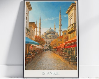 Istanbul Travel Print ~ Turkiye Turkey Travel Poster Wall Art Home Decor Gift Personalized Framed