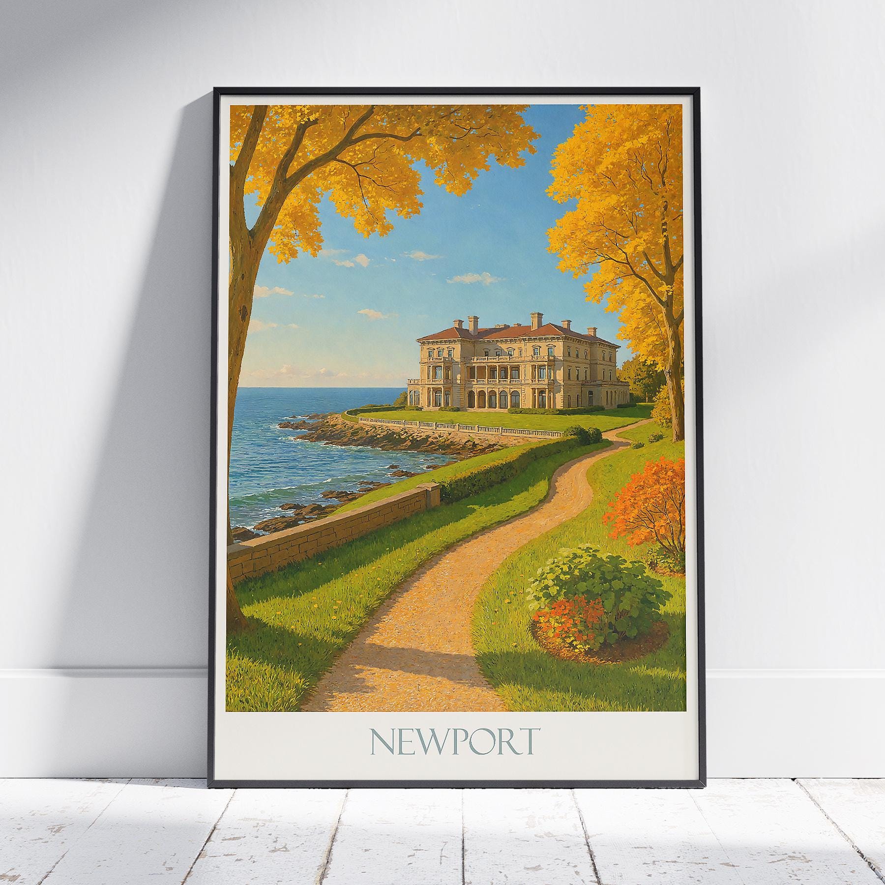 LE PONT-LEVIS D'ARLES リトグラフ　ポスター Newport Rhode Island Travel Poster: Cliff Walk & Gilded Age