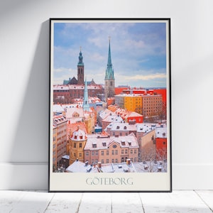 Gothenburg Travel Print ~ Sweden Travel Poster | Painted Wall Art Print & Home Decor | Framed Personalized Print | Vacation Travel Gift