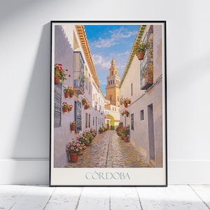 Impresión de viaje de Córdoba ~ Pintura de estilo vintage Póster de viaje clásico de España Arte de pared Decoración del hogar Regalo