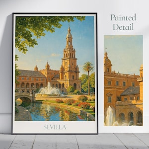 Seville Spain Travel Poster: Plaza de España Art Print