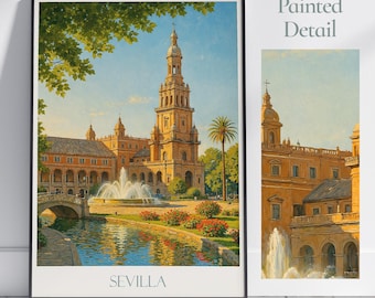 Seville Spain Travel Poster: Plaza de España Art Print
