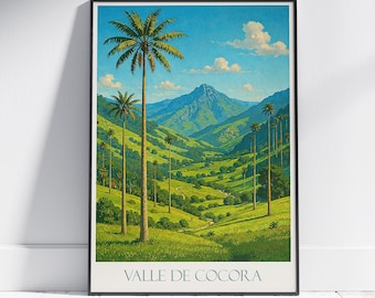 Cocora Valley Travel Poster: Colombia Wax Palm Landscape Art - Etsy