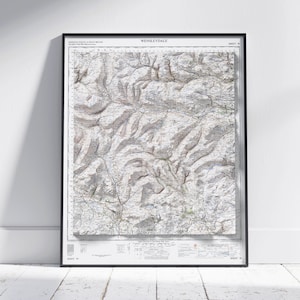 Wensleydale & Yorkshire Dales ~ Flache 2D Shaded Relief Map Vintage Style Print Poster Wand Kunst Dekor
