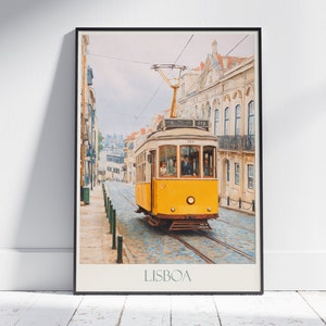 Lisbon Travel Print ~ Portugal Travel Poster | Painted Wall Art & Home Decor | Framed Personalized Print | Vacation Travel Gift