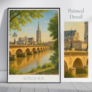 Stampa di viaggio Bordeaux ~ Poster di viaggio in Francia Arte da parete Decorazione per la casa Regalo personalizzato con cornice