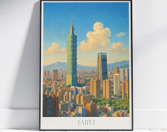 Taipei 101 Travel Poster: Vibrant Taiwan Cityscape Art