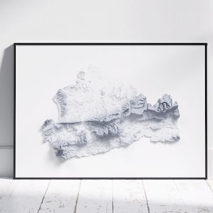 Surrey, UK Karte ~ 2D Minimalistischer Druck ~ Topographisch Relief Poster Wand Kunst Modernes Dekor