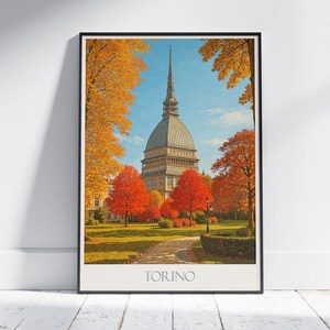 Turin Italien Reise Poster | Maulwurf Antonelliana Herbst Kunstdruck | Torino Wanddekor | Herbst Landschaft Geschenk