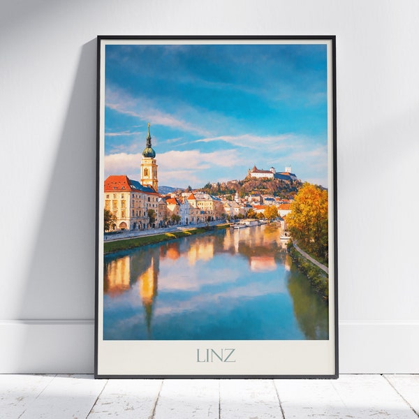 Linz Travel Print ~ Austria Travel Poster | Painted Wall Art Print & Home Decor | Framed Personalized Print | Vacation Travel Gift