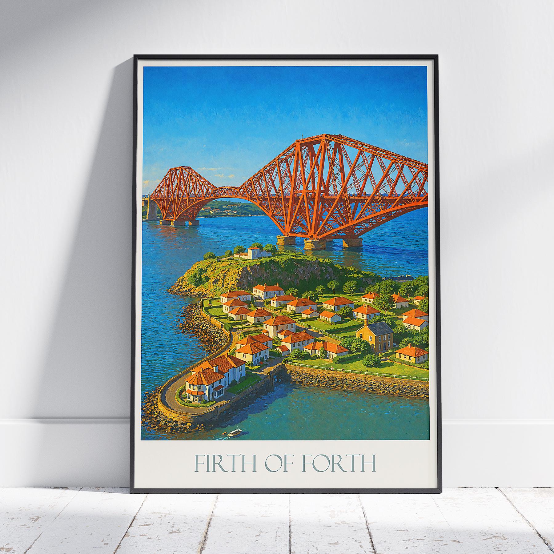 Firth of Forth Travel Print, Forth Bridge ~ Travel Poster | Painted Wall Art & Home Decor | Framed Personalized Print | Vacation Travel Gift