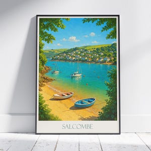 Salcombe Travel Poster, Devon England Sailing Paradise Art Print ~ UK Coastal Wall Art | Vibrant Home Decor | Unique Vacation Gift