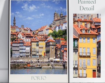 Porto Travel Print, Portugal ~ Travel Poster Wall Art Home Decor Personalized Gift Painting Framed