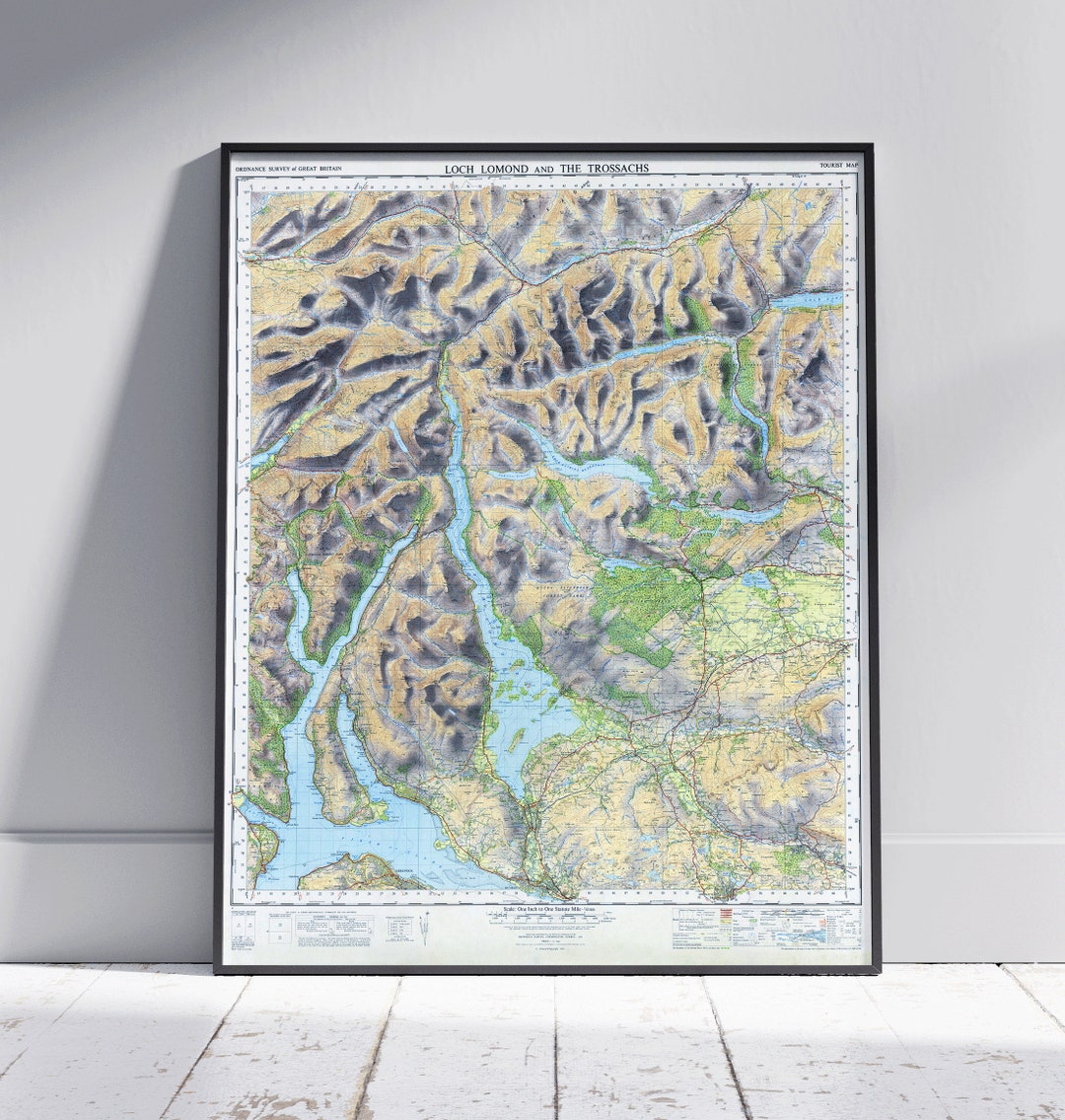 Loch Lomond & the Trossachs Vintage Map Print Poster Wall Art Decor Ben