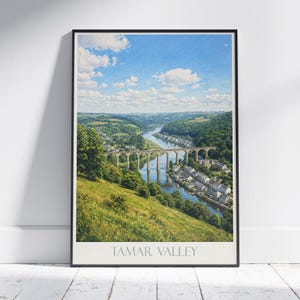 Calstock Viaduct Travel Poster: Cornwall, Devon UK Landscape Art